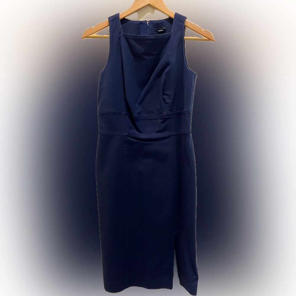 Ann Taylor - Blue Dress - Sleveless - Front Side Slit - Size 2 Petite